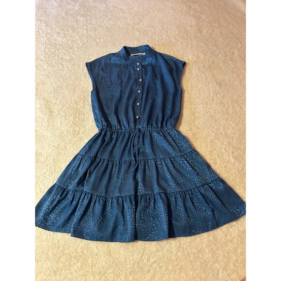 Rebecca Minkoff Blue Tiered Mini Dress Size Small - Picture 3 of 9